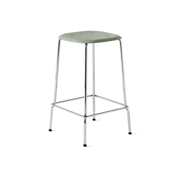 Soft Edge 30 Low barkruk - Dusty green–chroom onderstel - HAY