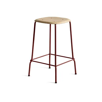 Soft Edge 30 Low barkruk - Eiken–fall red stalen onderstel - HAY