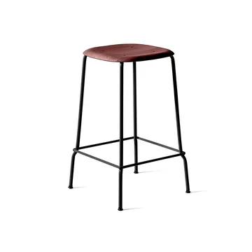 Soft Edge 30 Low barkruk - Fall red, zwart stalen onderstel - HAY