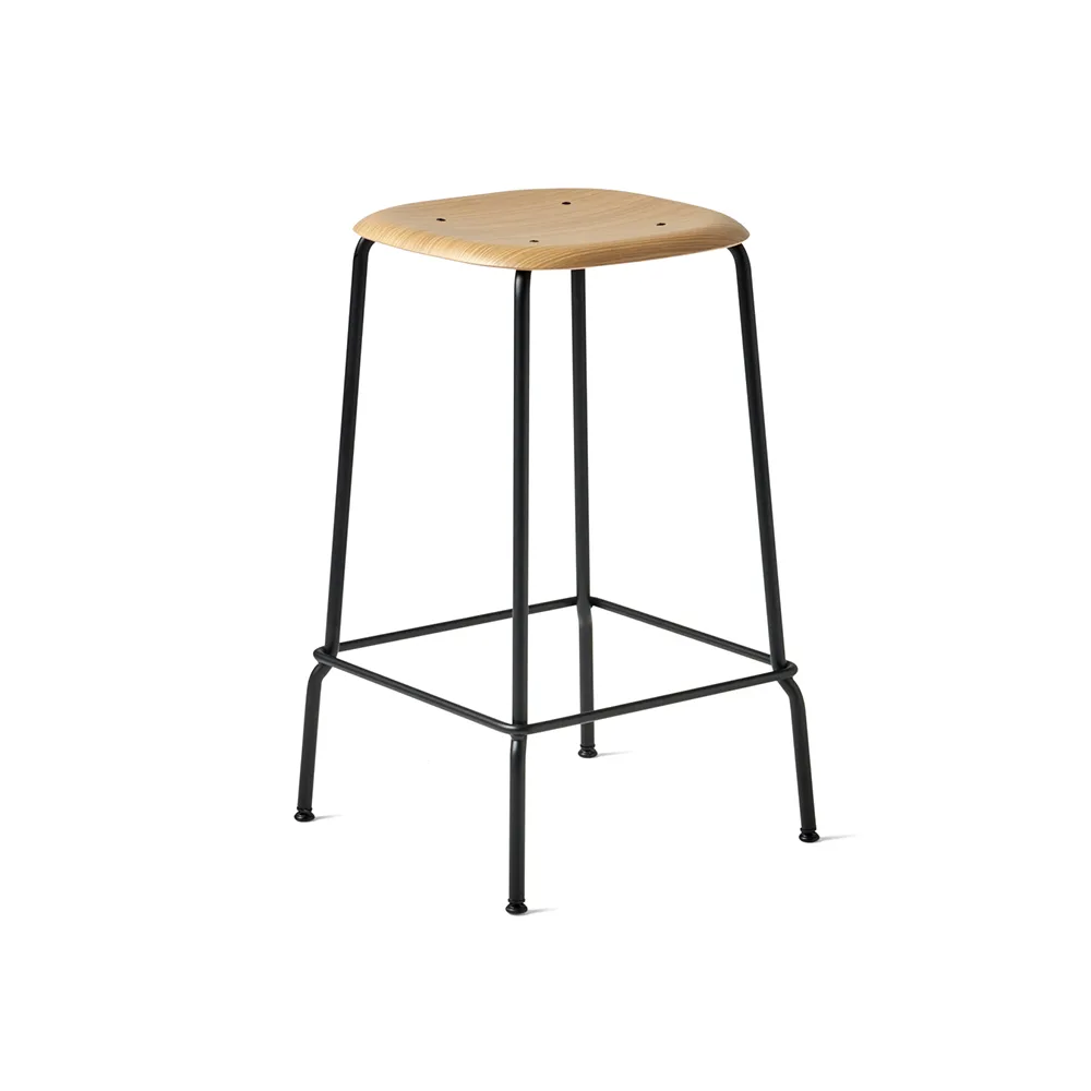 Soft Edge 30 Low barkruk, Oak–zwart stalen onderstel HAY
