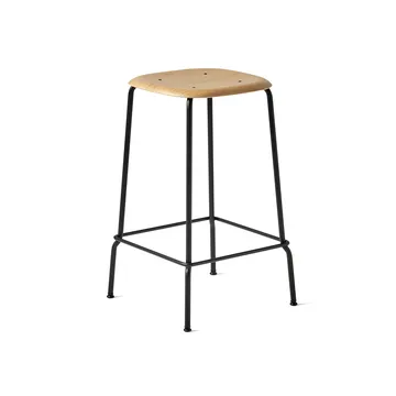 Soft Edge 30 Low barkruk - Oak–zwart stalen onderstel - HAY