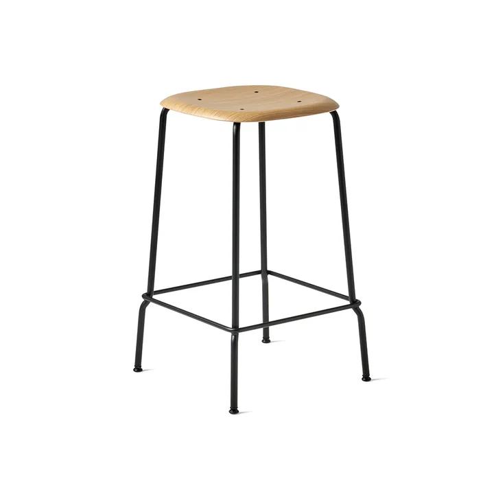 Soft Edge 30 Low barkruk - Oak–zwart stalen onderstel - HAY
