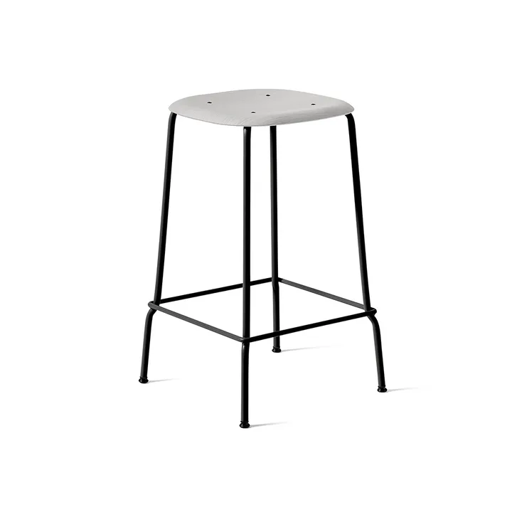 Soft Edge 30 Low barkruk - Soft grey, zwart stalen onderstel - HAY