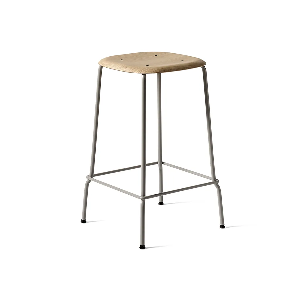 Soft Edge 30 Low barkruk, Soft grey–chroom onderstel HAY