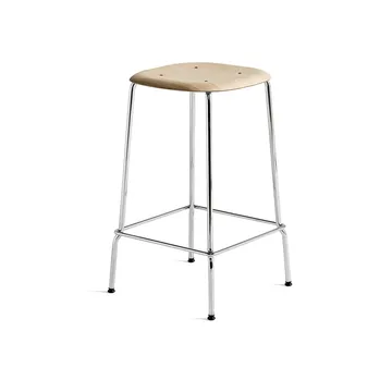 Soft Edge 30 Low barkruk - Watergedragen gelakt eiken–chroom - HAY