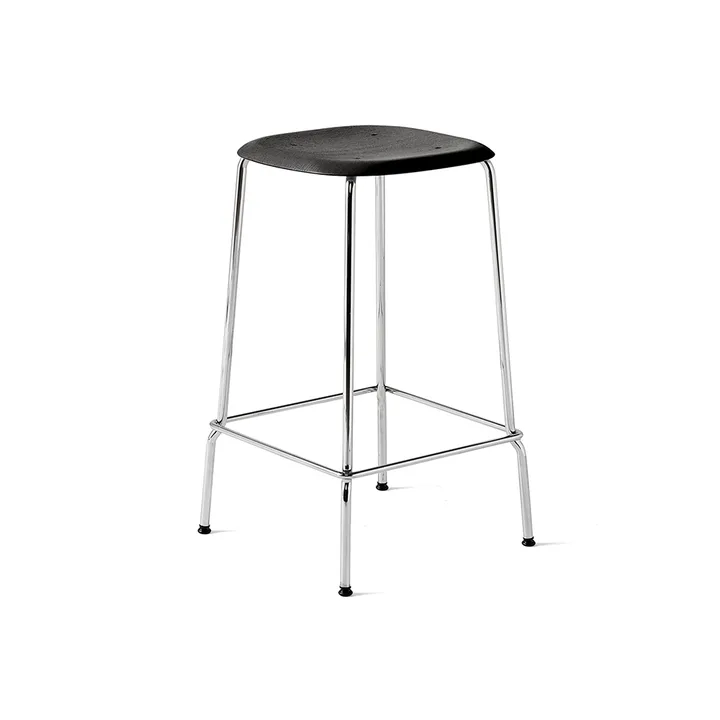 Soft Edge 30 Low barkruk - Zwart eiken–chroom onderstel - HAY