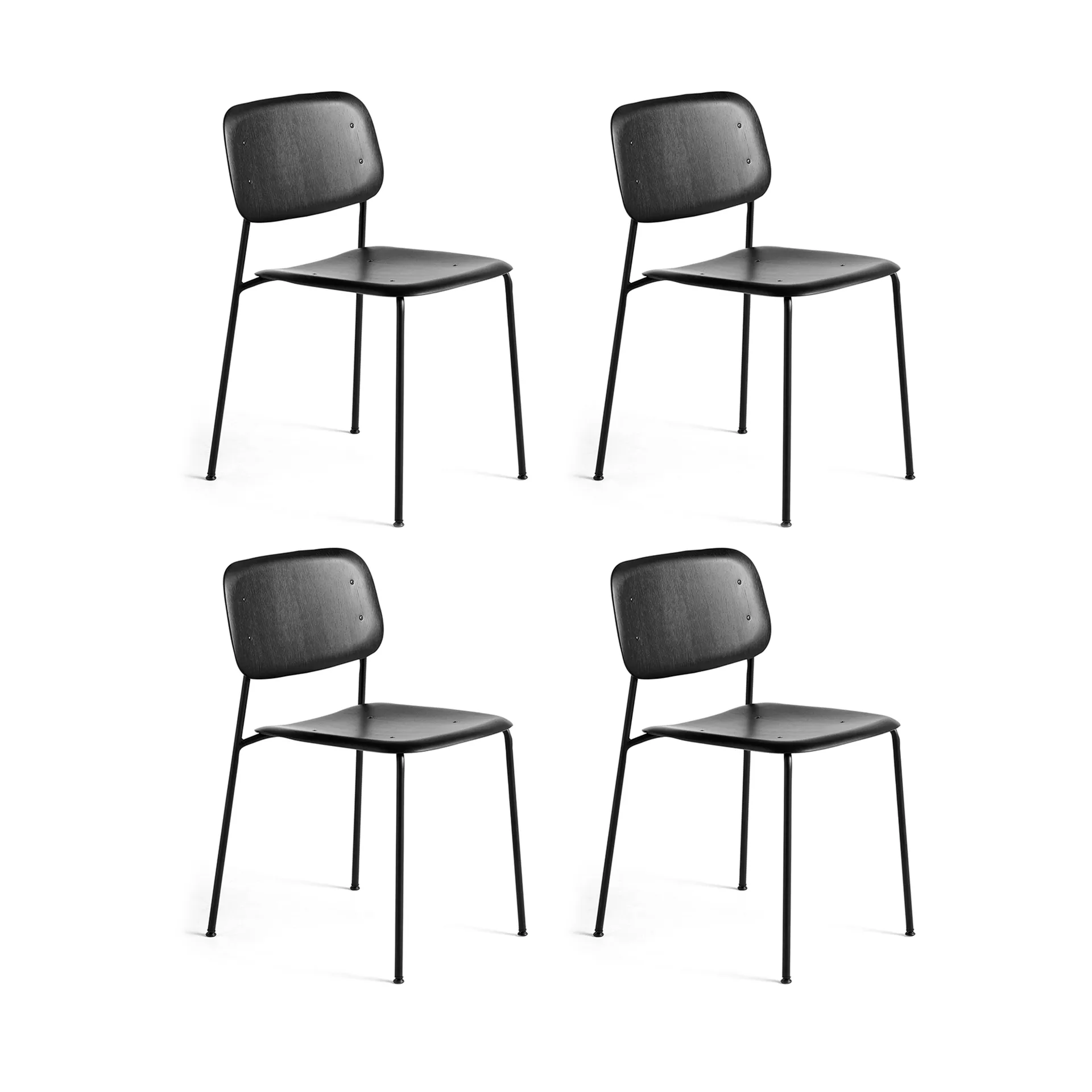 Soft Edge 40 stoel, Black oak-zwart stalen onderstel, 4-pack,  HAY