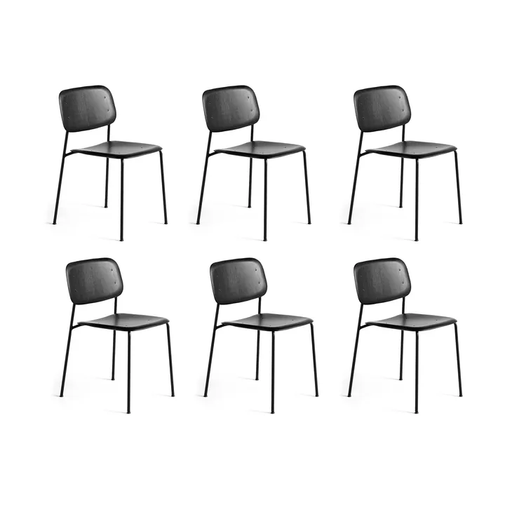 Soft Edge 40 stoel, Black oak-zwart stalen onderstel, 6-pack - HAY