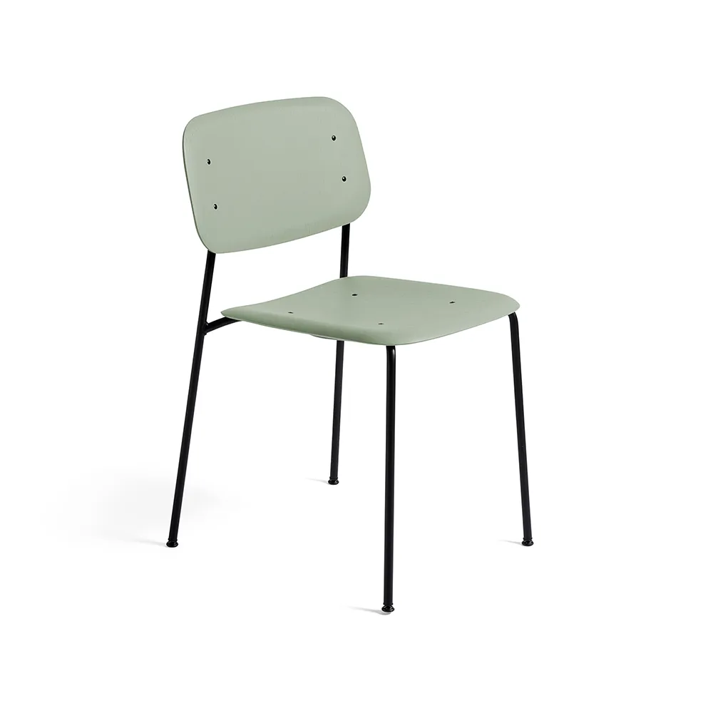 Soft Edge 40 stoel, Dusty green, zwart stalen onderstel HAY