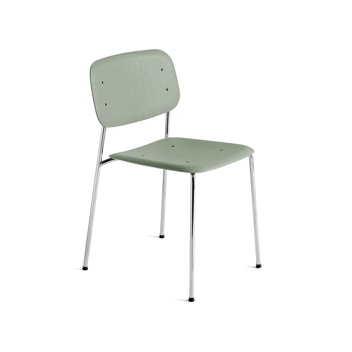 Soft Edge 40 stoel - Dusty green–chroom onderstel - HAY