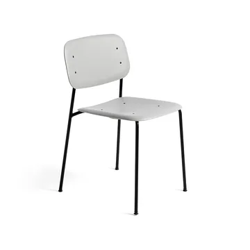 Soft Edge 40 stoel - Soft grey, zwart stalen onderstel - HAY