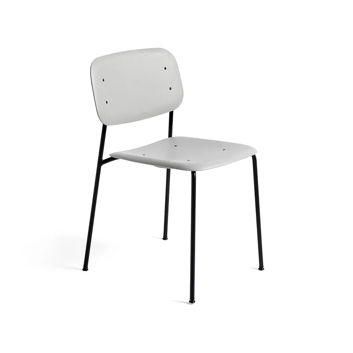 Soft Edge 40 stoel - Soft grey, zwart stalen onderstel - HAY