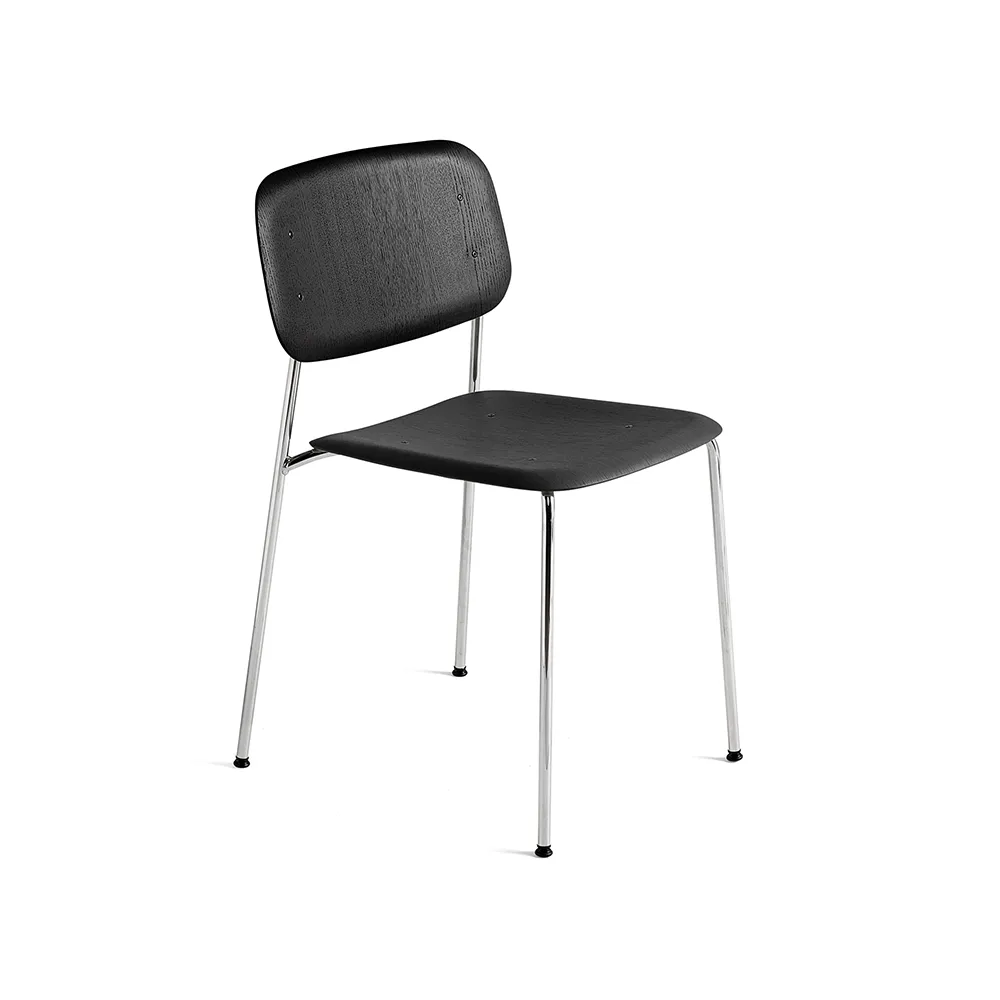 Soft Edge 40 stoel, Zwart eiken–chroom onderstel HAY