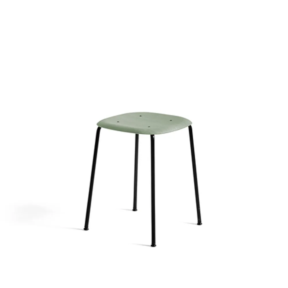 Soft Edge 70 kruk, Dusty green–zwart stalen onderstel HAY