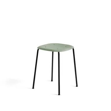 Soft Edge 70 kruk - Dusty green–zwart stalen onderstel - HAY
