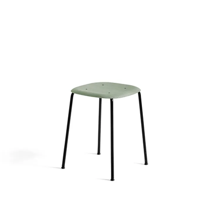 Soft Edge 70 kruk - Dusty green–zwart stalen onderstel - HAY
