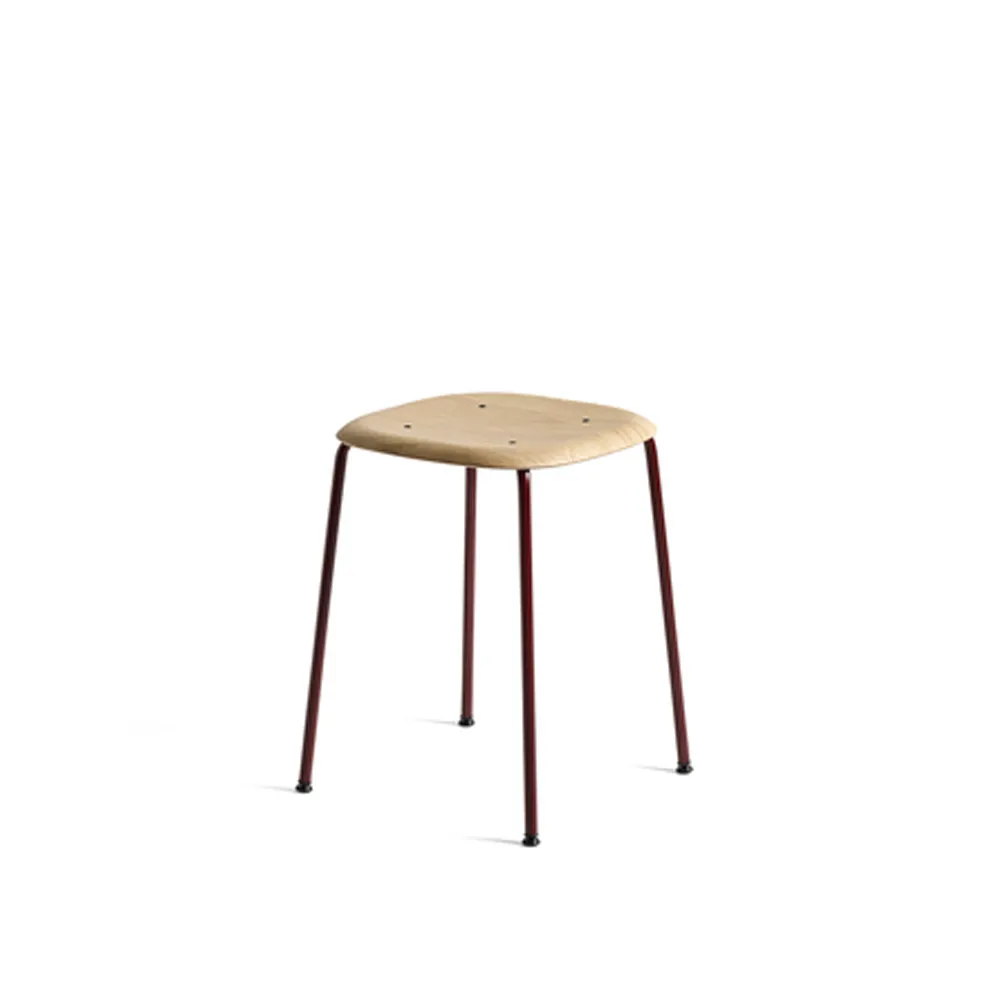 Soft Edge 70 kruk, Eiken–fall red stalen onderstel HAY