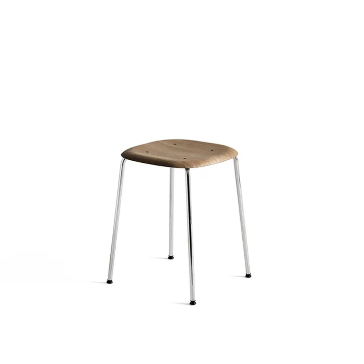Soft Edge 70 kruk - Gerookt eiken–chroom onderstel - HAY