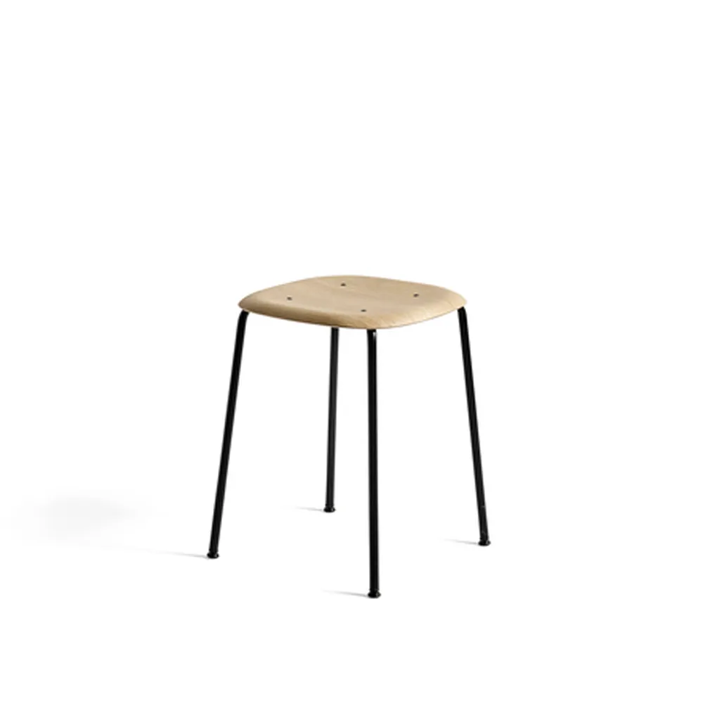 Soft Edge 70 kruk, Oak–zwart stalen onderstel HAY