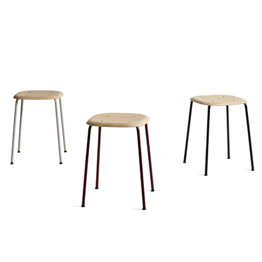 Soft Edge 70 kruk, Soft grey, zwart stalen onderstel HAY