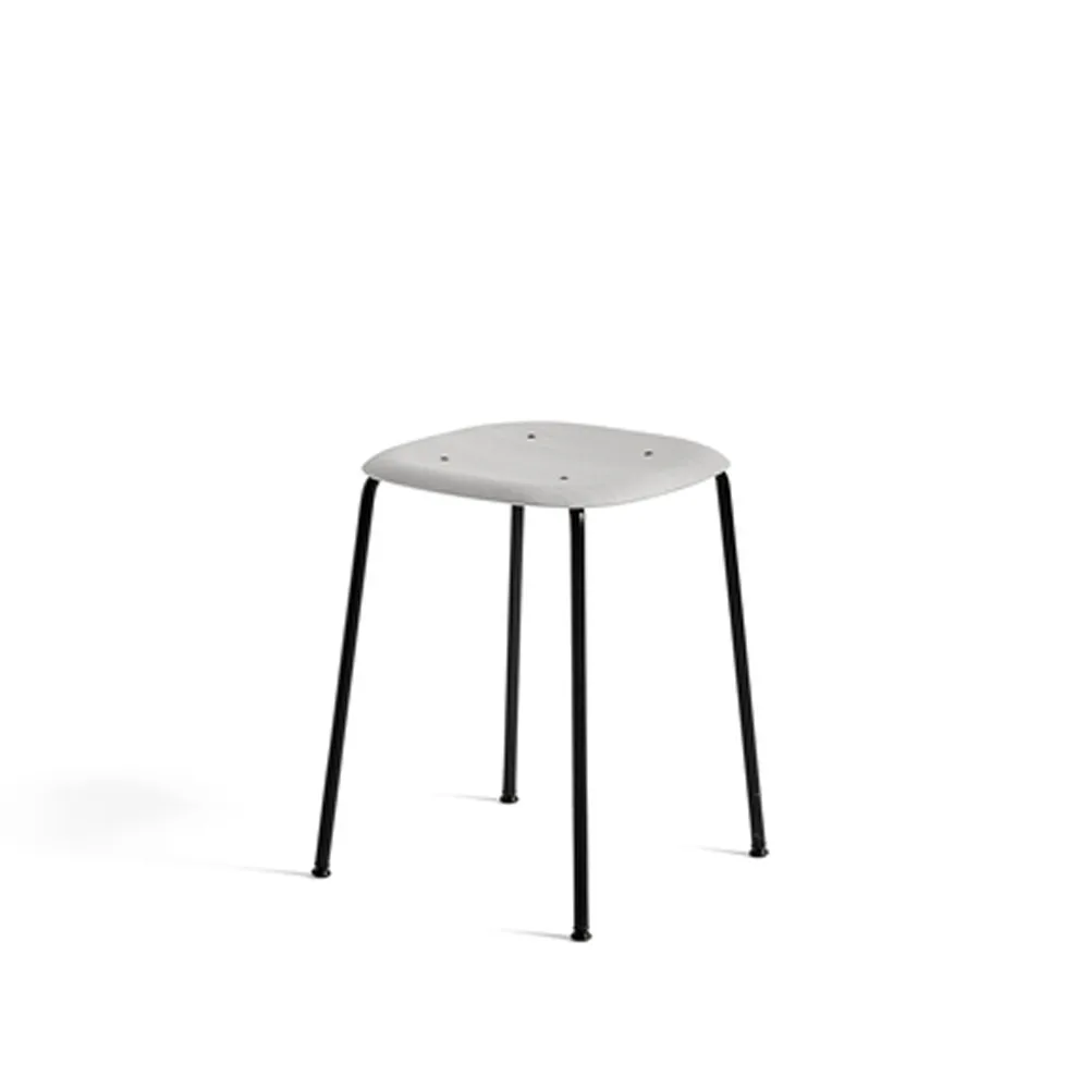Soft Edge 70 kruk, Soft grey, zwart stalen onderstel HAY