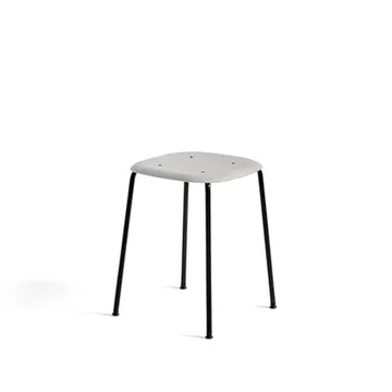 Soft Edge 70 kruk - Soft grey, zwart stalen onderstel - HAY