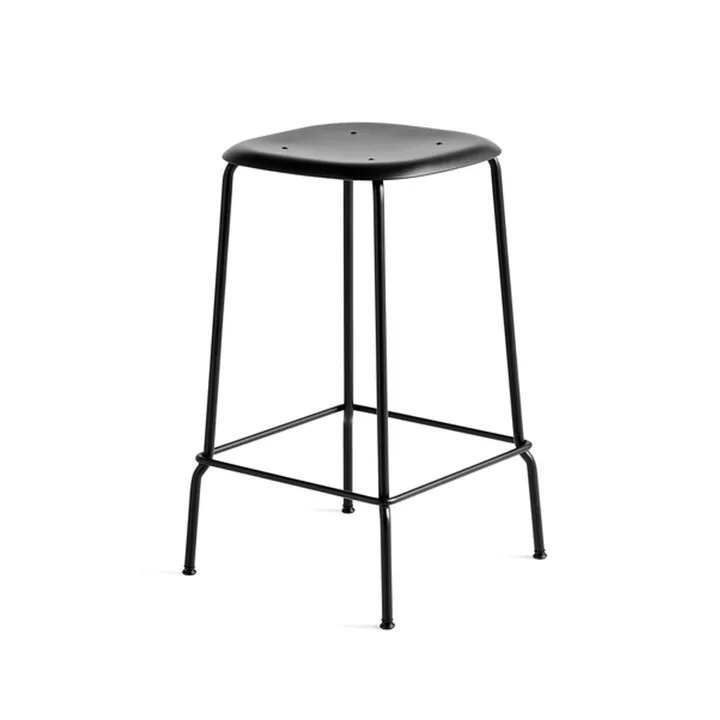 Soft Edge 85 Low barkruk - Black – zwart stalen onderstel - HAY