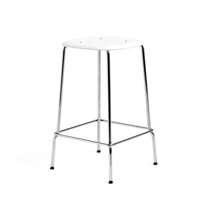 Soft Edge 85 Low barkruk - White – chromen stalen onderstel - HAY