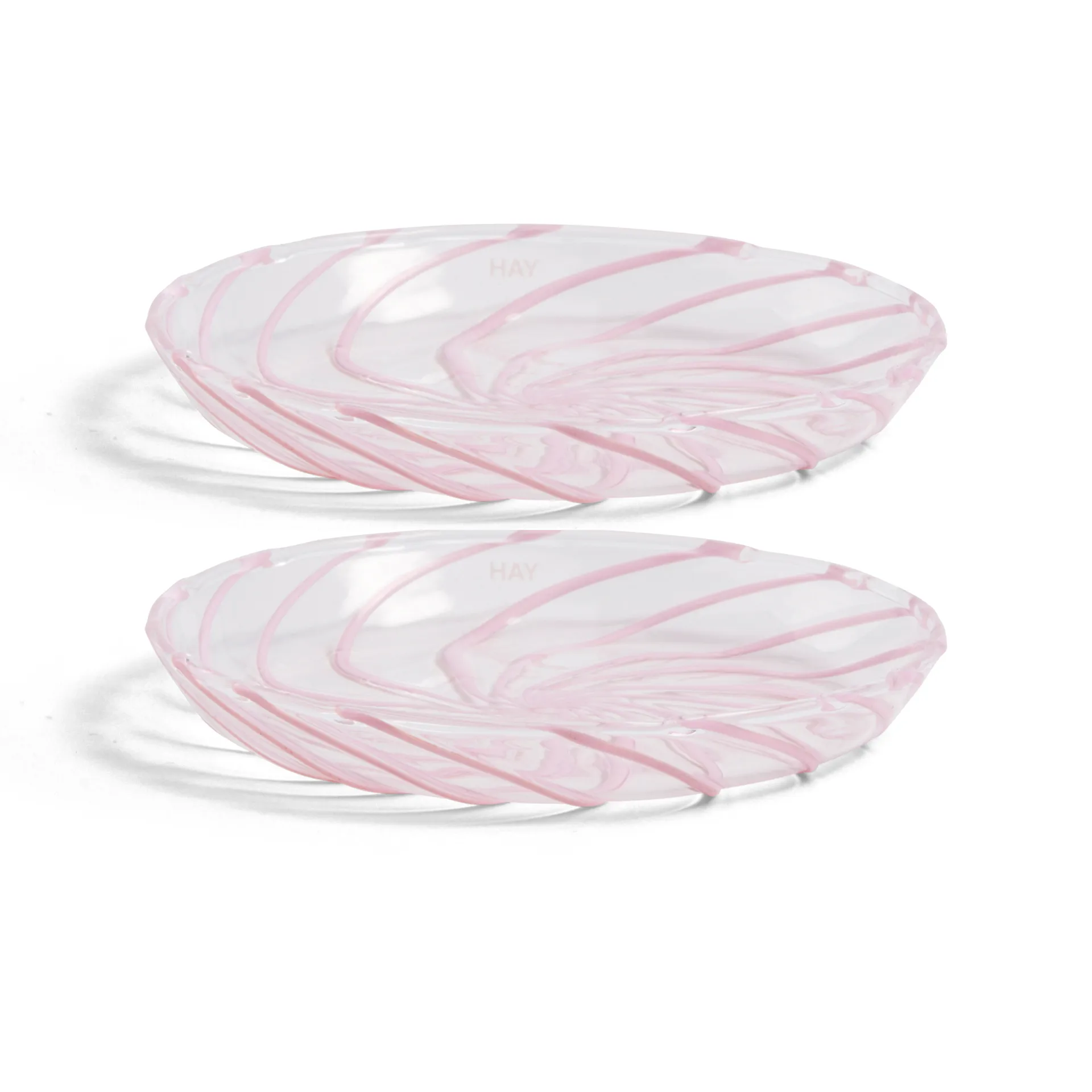 Spin schotel Ø11 cm 2-pack, Transparant-roze rand HAY