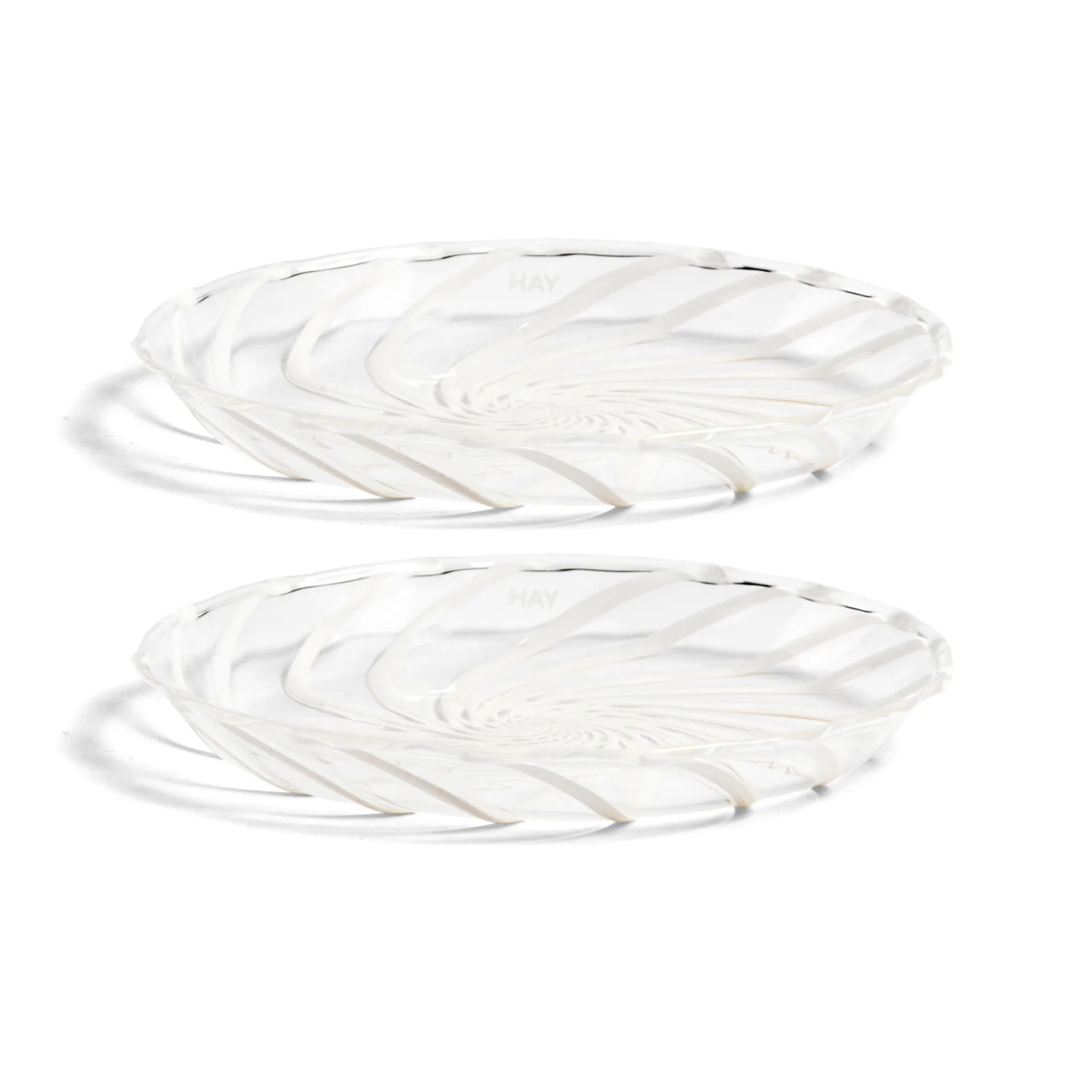 Spin schotel Ø11 cm 2-pack, Transparant-witte rand HAY