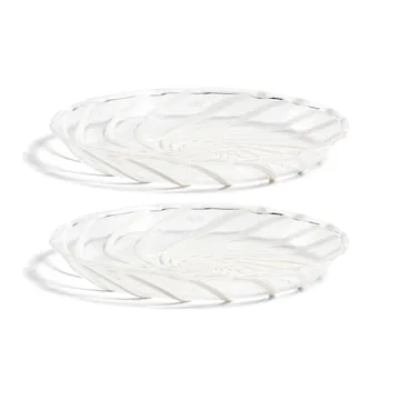 Spin schotel Ø11 cm 2-pack - Transparant-witte rand - HAY