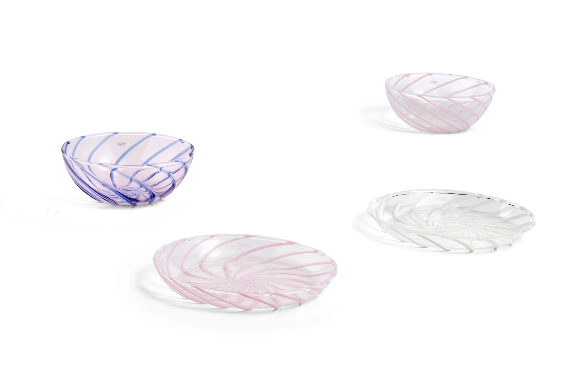 Spin schotel Ø11 cm 2-pack, Transparant-witte rand HAY