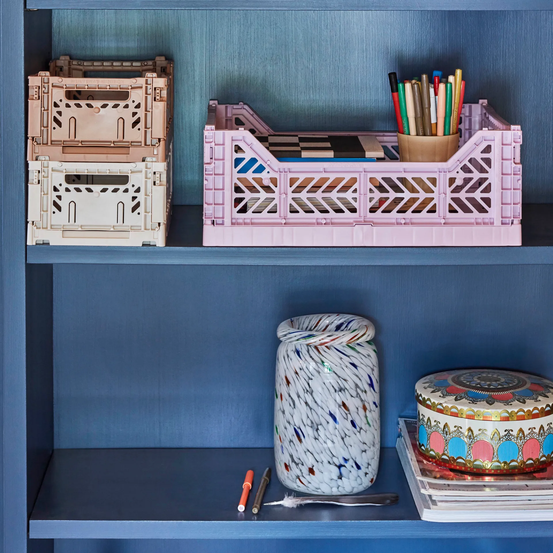 Splash Roll Neck vaas M 22 cm, White dot (multi) HAY