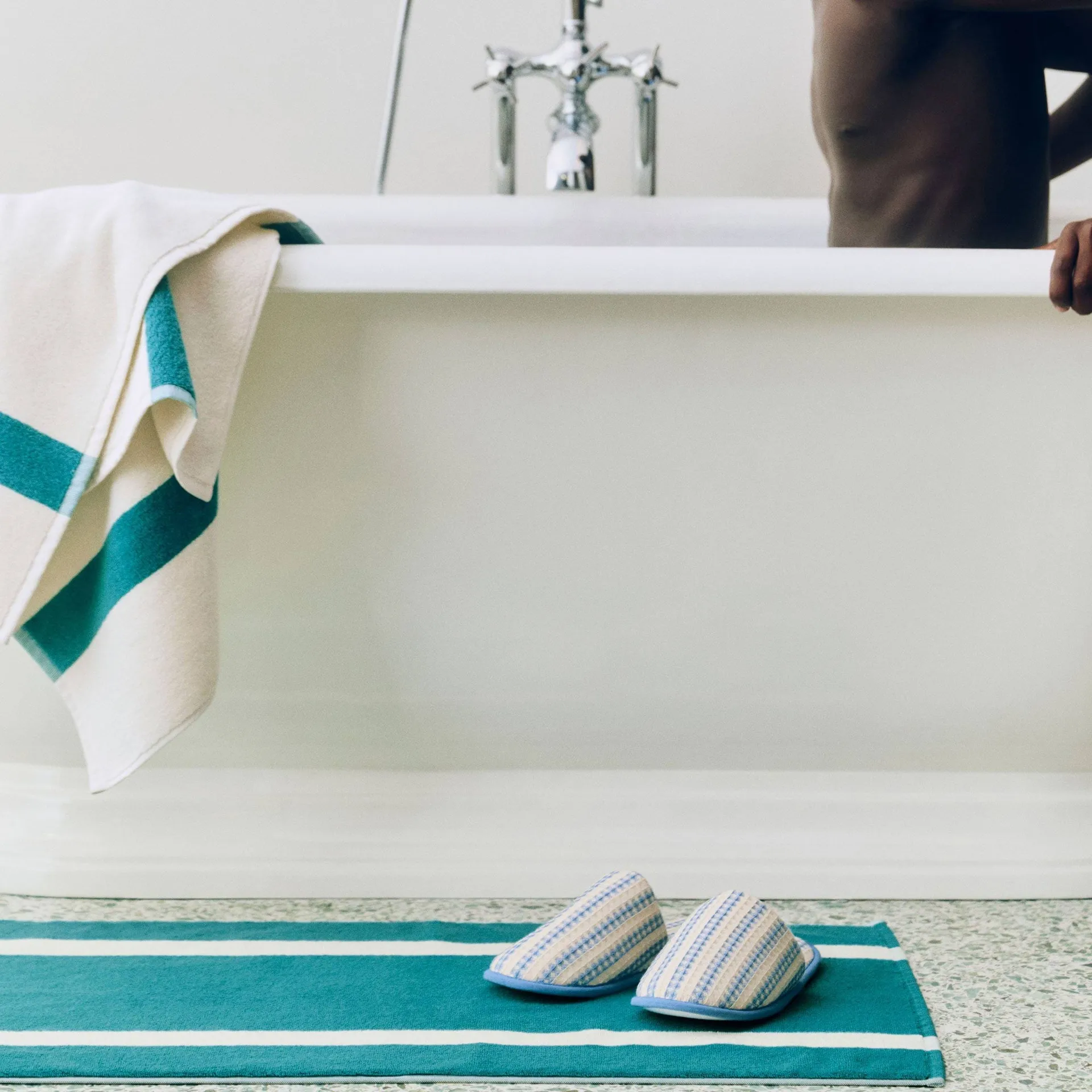 Stripe badmat, Petrol blue, 50x80 cm HAY