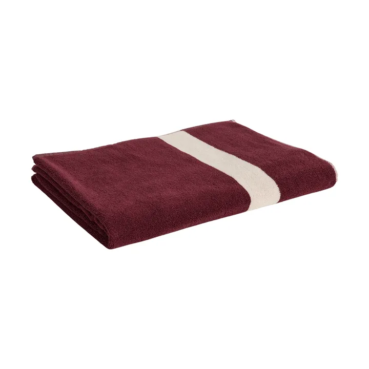 Stripe handdoek - Bordeaux, 100x150 cm - HAY