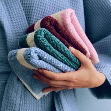 Stripe handdoek - Petrol blue, 30x30 cm - HAY