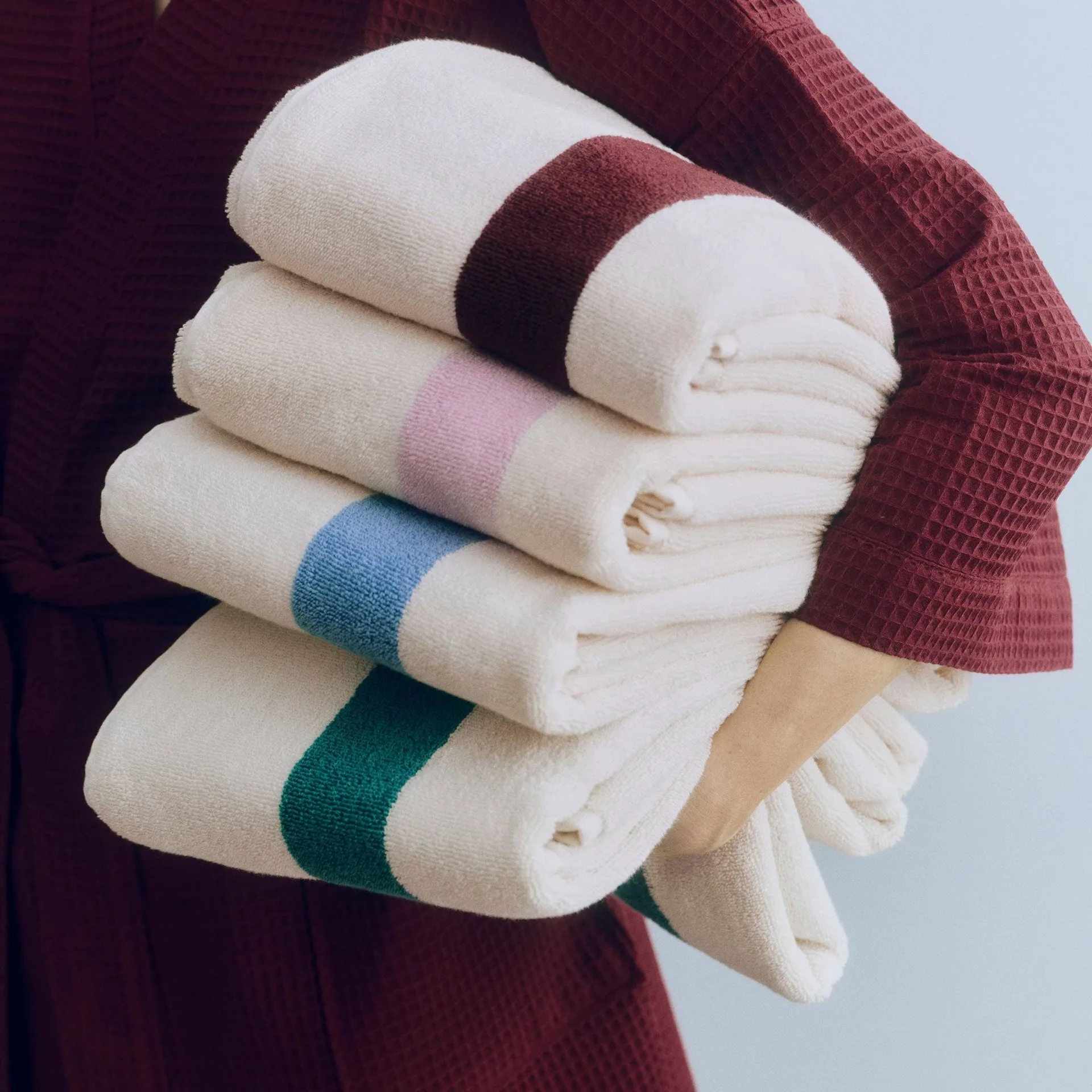 Stripe handdoek, Petrol blue, 70x140 cm HAY