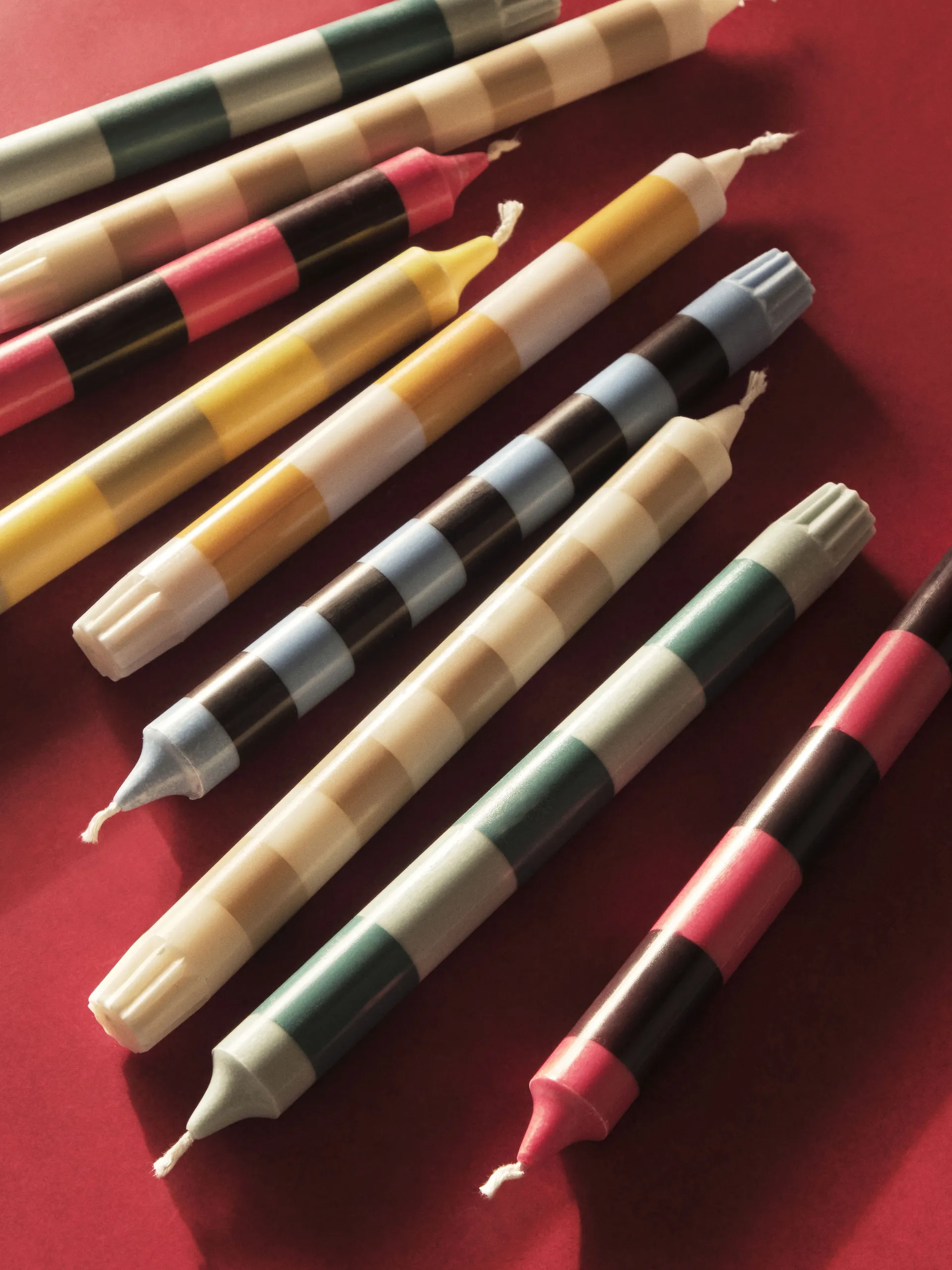 Stripe kaarsen 4-pack, Bright HAY