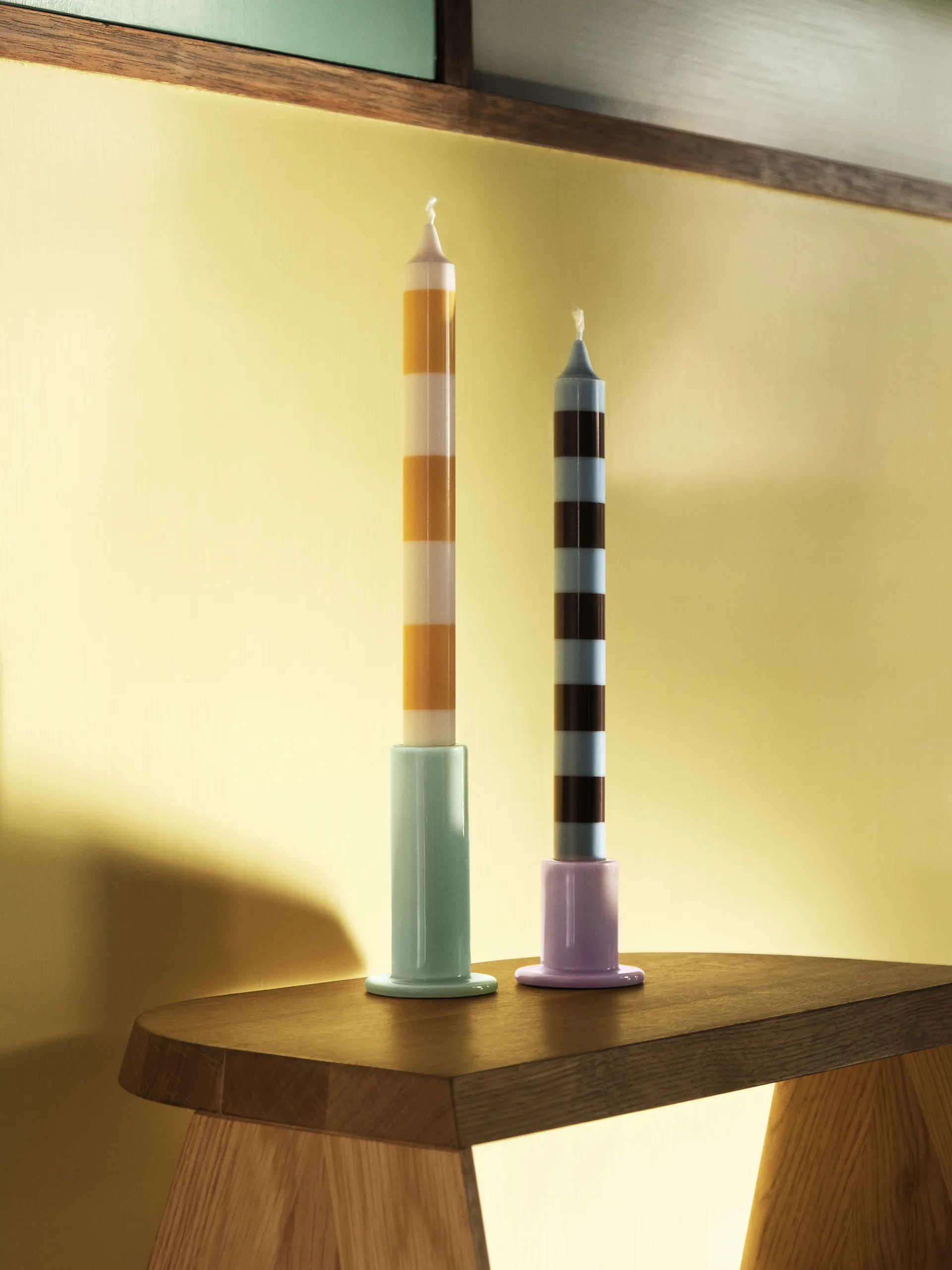 Stripe kaarsen 4-pack, Bright HAY