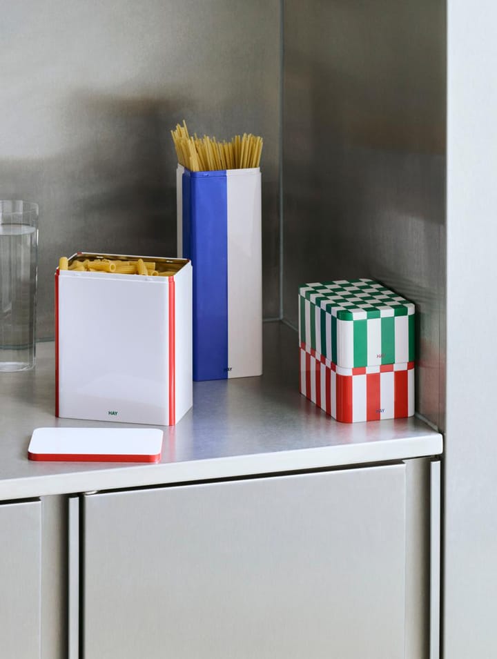 Tin Container voorraadpot medium, Black-off white HAY