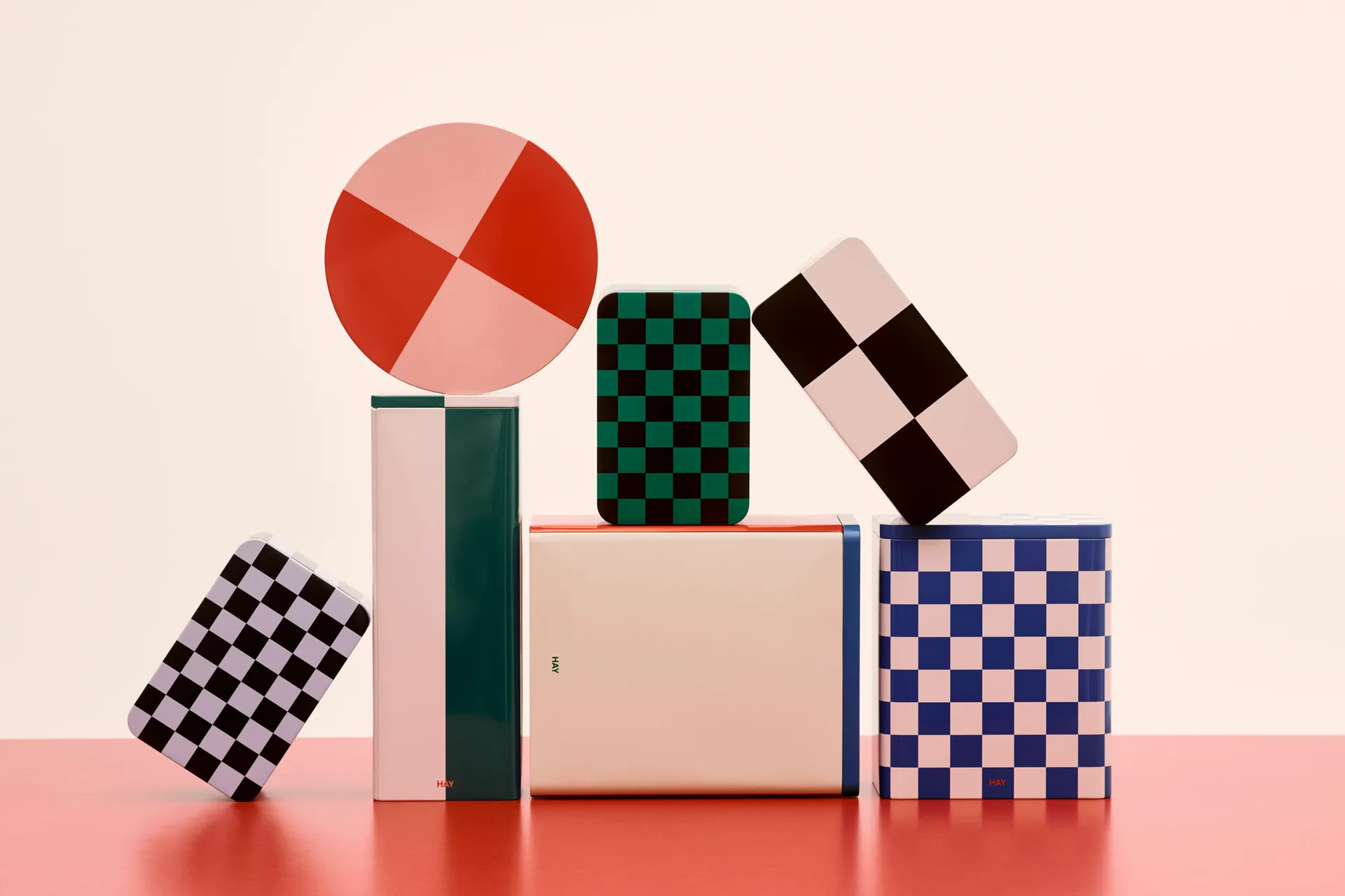 Tin Container voorraadpot x-large, Off white-blue-red HAY