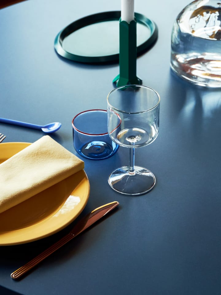 Tint glas 20 cl 2-pack, Lichtblauw-rode rand HAY