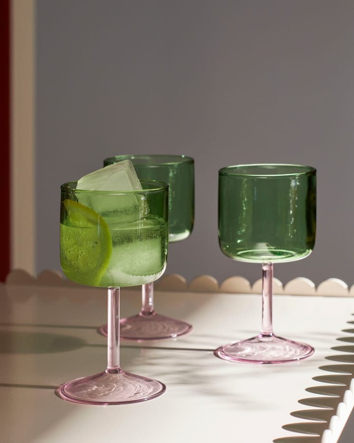 Tint wijnglas 25 cl 2-pack, Groen-roze HAY