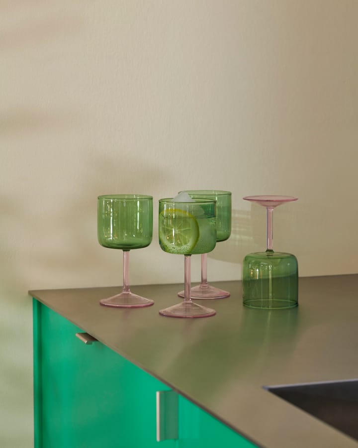 Tint wijnglas 25 cl 2-pack, Groen-roze HAY