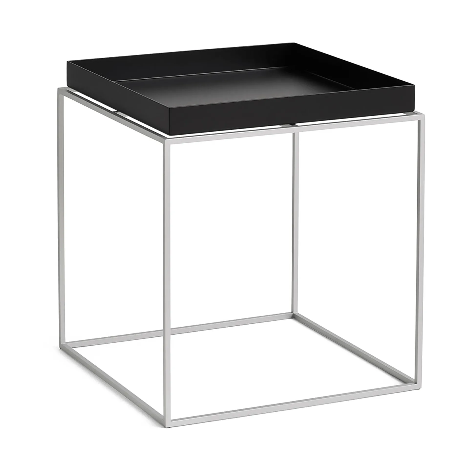 Tray Table medium bijzettafel, Black-silicon grijs, 40x40x44 cm HAY