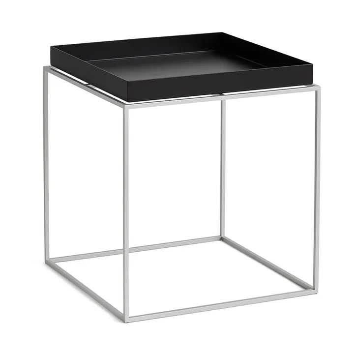 Tray Table medium bijzettafel - Black-silicon grijs, 40x40x44 cm - HAY