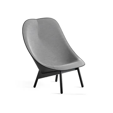 Uchiwa loungestoel - Black/white–zwart eiken–zwart leer - HAY