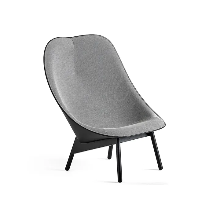Uchiwa loungestoel - Black/white–zwart eiken–zwart leer - HAY