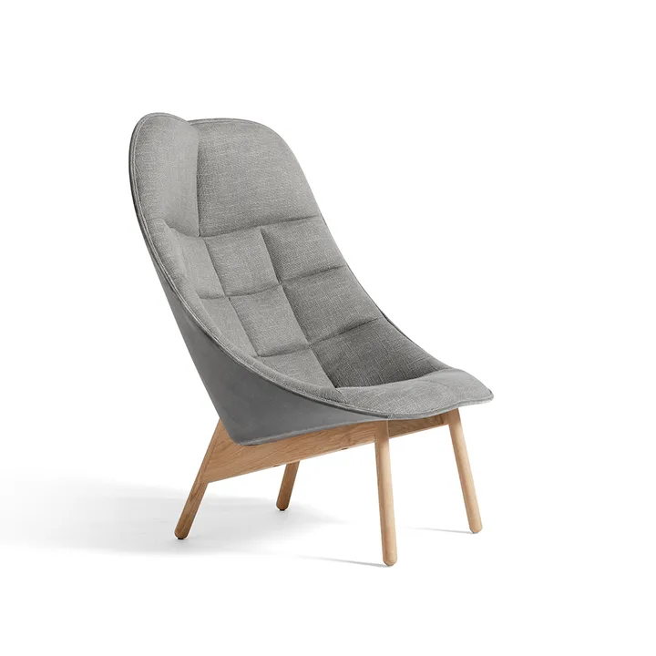 Uchiwa Quilt loungestoel - Magnesium–eiken–achterzijde Lola warm grey - HAY