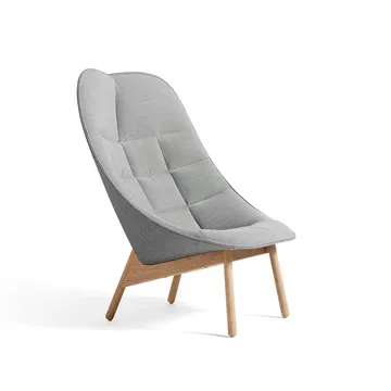Uchiwa Quilt loungestoel - Steelcut Trio 133 grey–eiken–achterzijde Remix 143 - HAY
